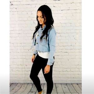 Denim Jacket with Black Leggings